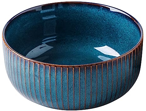 Yiter Salad Bowl, 1000 ml/35 oz Large Serving Bowls for Fruit, Cereal, Noodles, Ramen, Porcelain Round Bowl with Golden Stripe for Home, Restaurant