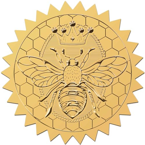 craspire 408 Stück Biene Gold Zertifikat Geprägte Aufkleber 2 Hummel Vintage Foliensiegel Selbstklebende Aufkleber Dekor Etiketten Für Leistungsauszeichnungen Hochzeitseinladungen Abschlussumschläge