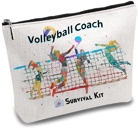 CREATCABIN Kit di Sopravvivenza per Allenatore di Pallavolo Borse per Trucchi in Tela Borsa per Cosmetici Astuccio Multiuso per Penne Borsa da Viaggio da Toilette Borsette per Giocatori 25x18cm