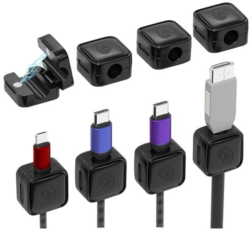 Cord Organizer Holder,MUNSKT Magnetic Desk Cable Clips Management, Hide Phone Charging Cable Keeper, Strong Adhesive Wire Charger Holder for Nightstand, Kitchen Appliances, Office Supplies(8 PCS)