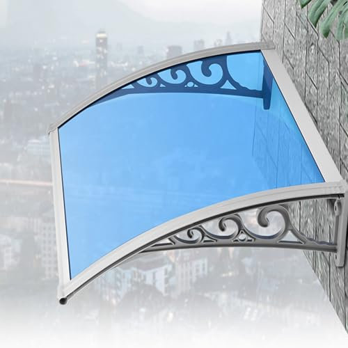ABWGLRN Fenstermarkisen für den Außenbereich,Türvordachmarkise aus Polycarbonat,Fenster-Regenschutz,Verandamarkise,UV-beständiger Sonnenschutz,Dachvordächer,Inklusive ZubehörA (100x200cm/39 x79)