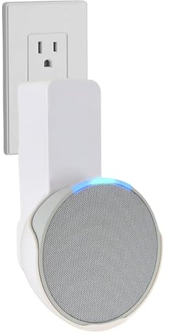 Sintron Support mural pour enceinte Ech Pop Smart Home, peu encombrant, pas de vis ou de perçage nécessaire, gestion des câbles intégrée, design décoratif, compatible avec Google Nest (blanc)