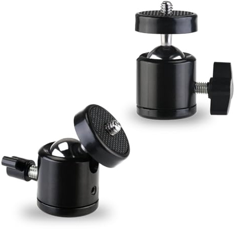 Iruihoo Universal 1/4 Inch Swivel Mini Ball Head Screw Tripod Mount (2 Pack), 360 Degree Rotating Mount Base Adapter for DSLR Cameras Tripods Monopods Camcorder Light Stand