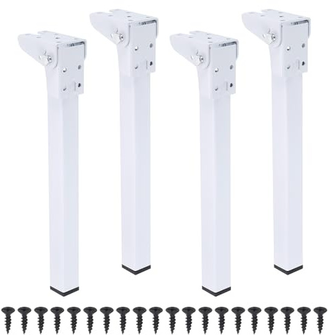 sourcing map Folding Table Legs, 4pcs 30cm(11.8) Metal Foldable Table Furniture Legs Laptop Desk Legs Replacement Legs for Cabinet Sofa Chair Bed, White