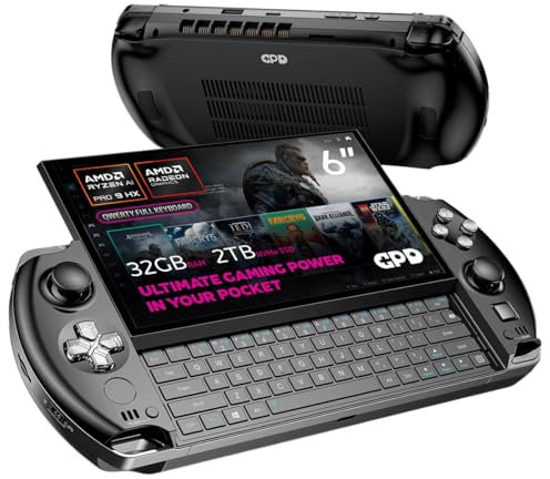 GPD WIN 4 2025 PC portatile da gioco con AMD Ryzen AI 9 HX 370, 12C/24T, 5,1GHz, Radeon 890M, 32GB LPDDR5X RAM, 2TB SSD, display da 6” 1080P, tastiera OcuLink a scorrimento retroilluminata