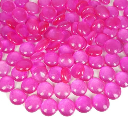 G&S homedeko Perline piatte in vetro rosso rosa per riempire vasi, ciottoli per acquari, decorazioni per la casa, artigianato, 500 g