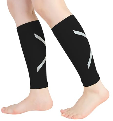 Novetec Manchons Compression pour Femme et Homme Chaussettes Sans Pied Réfléchissantes Soulagement Douleurs Tendinites Course Jogging Vélo Fitness