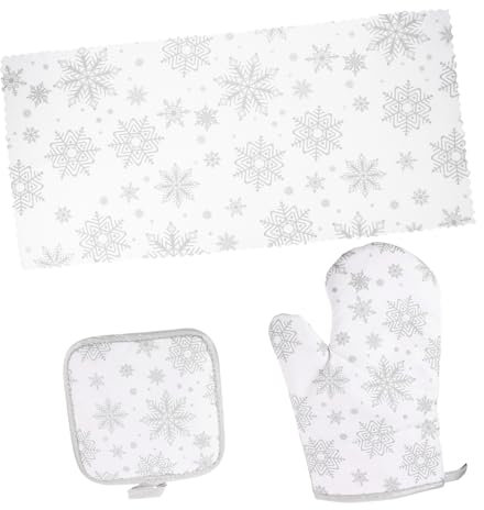 OUNONA Guanti Forno e Presine Da Cucina Natalizie Con Motivo Fiocco Di Resistenti Al Calore Leggeri e Portatili Per Cottura Baking e Grigliate Con Design Salvaspazio Da Appendere Per Casa