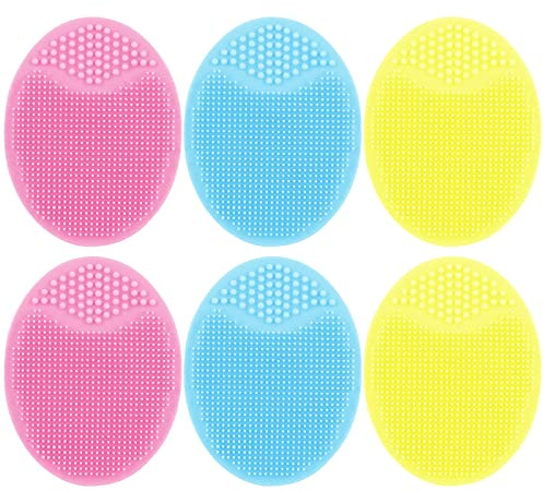 Silicone Face Scrubbers Exfoliator Brush-Facial Cleansing Brush Pad Value 3 6 9 Pack, Scrub Scrubby Pore Blackhead Removing Exfoliating-Unique Women (Mixed Color, 6 Count)
