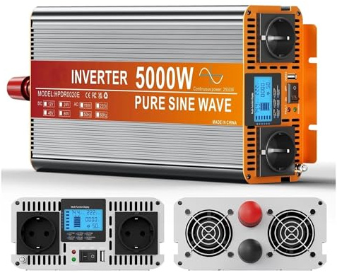 3000W 4000W 5000W 6000W Inverseur 12V 220V Onda Pura Convertisseur 12V À 220V Transformateur 220V 24v Accessoires Voiture Onduleur Puissance(220V_5000W)