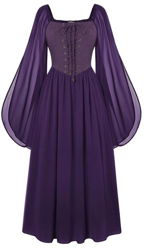 SCARLET DARKNESS Costume da pirata gotico da donna, per cosplay, Halloween, carnevale, festival, abito vichingo, viola, XXL
