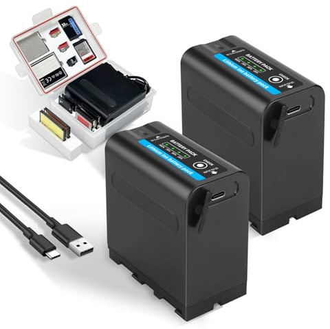 2 Pieces 10800mAh Battery for Sony NP-F970 NP-F980 NP-F960 NP-F950 NP-F930 NP-F550 NP-F570 NP-F750 Replacement Battery for Sony Handycams, Field Monitor, Video Light