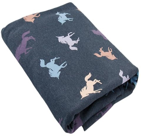 Baumwollstoff | Jerseystoff | Kinderstoff Einhörner meliert | 60% Baumwolle, 35% Polyester, 5% Elasthan | weich, stapazierfähig, elastisch, vielseitig zum Nähen | 50 cm x 148 cm | blau