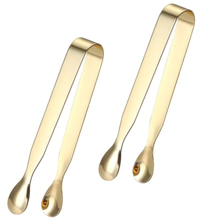 VERDANVERSE 2Pcs Stainless Steel Tea Clip Gold Mini Sugar Cube Tongs Ice Cube Clips Tea Bag Holder for Home Use Parties and Family Gatherings