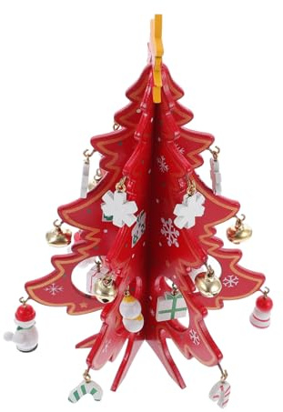 DECOMELODY Kleiner 3D Weihnachtsbaum Modell Holz Weihnachtsbaumschmuck Wiederverwendbar Tischdekor Für Wohnzimmer Und Weihnachtsfeier