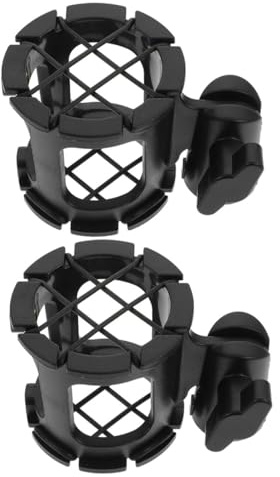 LIFKOME Stoßfeste Mikrofonhalterung Verstellbare Mikrofonspinne aus Schwarzem Kunststoff Vibrationsdämpfender Mikrofon Schüttelschutzclip 2 Stück für Büros und Tonstudios