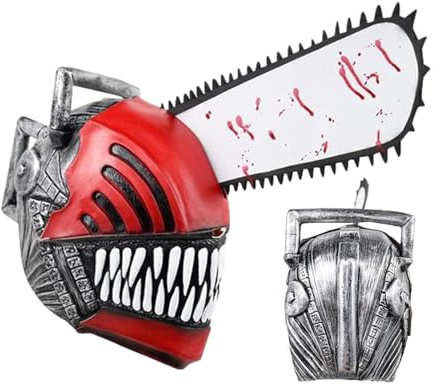Realistic Face Cover For Chainsaw Man，Halloween Anime Chainsaw Men Cosplay Full Head Costume Props，Latex Chainsaws Masque，Suitable For Halloween, Carnival, Party, Role Play, Masquerade Costumes