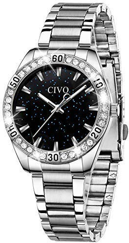 CIVO Damenuhr Edelstahl Sternenhimmel Armbanduhr: Wasserdicht Uhren Damen Analog Quarz - Designer Klassische Frauen Uhr Geschenk