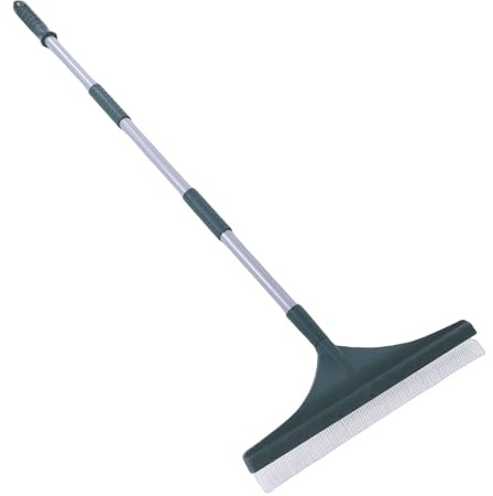 Qcwwy Rastrillo para Césped Artificial, Rastrillo de Escoba de Mano Ajustable de Acero Inoxidable de 48,4 Pulgadas, Limpiador de Rastrillo de Hojas para Césped y Alfombras, Agarrador