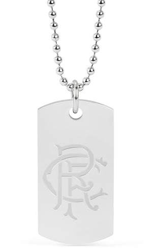 Collier plaque d'identité sous licence officielle Rangers FC, chaîne à billes en acier inoxydable, cadeau RFC pour homme