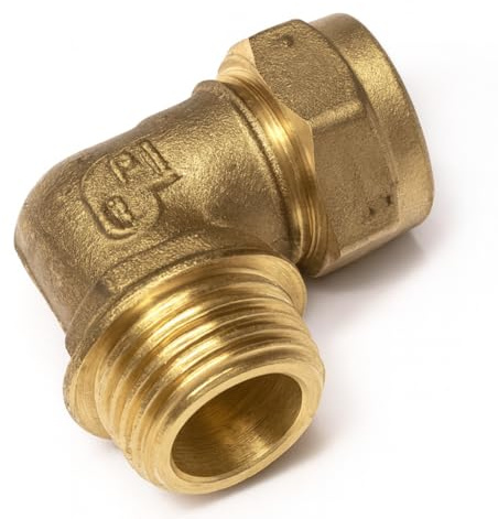 Westco - Raccordo a compressione in ottone, 22 mm x 2,5 cm, C x MI J607 (DZR) – Raccordo idraulico maschio in ferro a 90°