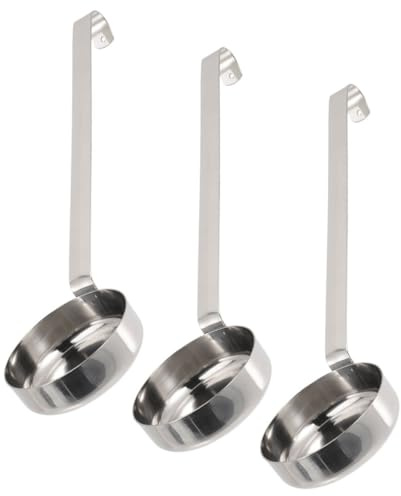 JOINPAYA Lot de 3 Louches Multifonctionnelles en Acier Inoxydable, Cuillères à Fond Plat pour Sauce et Ketchup, Manches Longs, Ustensiles Cuisine pour Maison, Restaurant et Service à Pizza