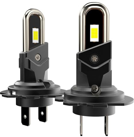 MOTORHOOK H7 LED Headlight Bulb E-Mark Approved, 6500K Cool White 500% Brighter, Canbus Error Free Plug & Play, 1:1 Mini Size Halogen Replacement, IP68 Waterproof, Pack of 2