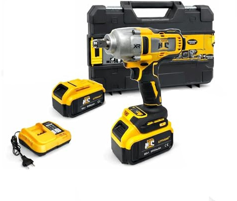 Avvitatore a Impulsi Batteria Professionale 1500Nm, Avvitatore Pneumatico Brushless da 1/2 Pollice, Coppia Regolabile 3 Velocità, Kit con 2 Batterie 88VF 8.0Ah, Caricabatterie Rapido e Valigetta
