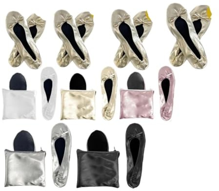 6–24 par, vikbara ballerinaskor, bröllop, flip-flops för gäst, brudtärnor, tofflor, damdans, Svart 24 par, Einheitsgröße