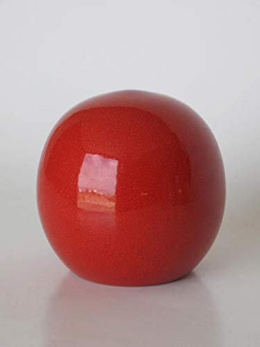 POLONIO - Bola de Ceramica Rojo de 14 Centímetros - Jarrones de Decoracion - Centro de Mesa Mediano de Decoracion - Centro para la Decoración - Jarron de Cerámica Mediano Rojo