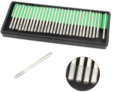sourcing map 3 mm x 3 mm Zylinder Kopf Bit Diamant Schleifstifte 30 Stück