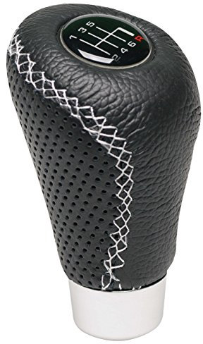 Pommeau de levier de vitesses couture blanche sans gâchette Forme ergonomique Comprend différents schémas de vitesses pour personnaliser