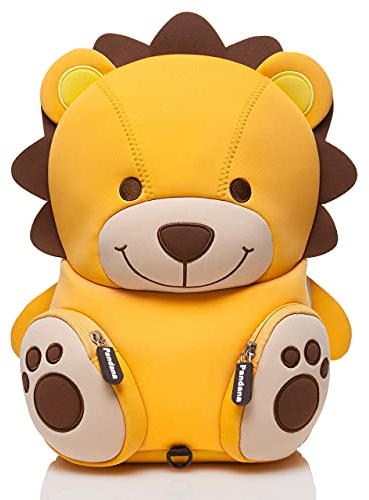 Pandana Kinderrucksack Lenny Löwe mit Brustgurt für Jungen und Mädchen im Kindergarten oder Kita von 2 bis 5 Jahren, aus isolierendem Neopren mit Anti-Lost-System