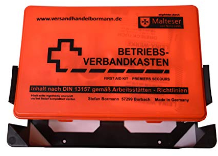 9 Stück Betriebsverbandkasten Rot/Orange Inhalt nach DIN 13157 gemäß Arbeitsstätten - Richtlinien Verbandskasten 1.Hilfe Verbandkasten mit Wandhalterung Verbandkasten