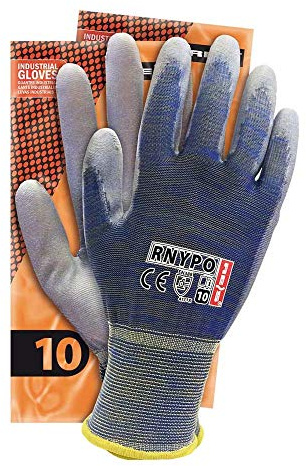 Reis RNYPO_MELNSW8 Schutzhandschuhe, Melange Blau-Grau-Weiß, 8 Größe, 12 Stück