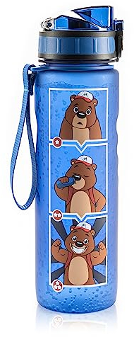 Monte Stivo® Trinkflasche Kinder Auslaufsicher 600ml | Wasserflasche BPA Frei mit 1-Klick Verschluss | Geschenk für Einschulung & Freizeit | Trinkflasche Mädchen und Junge für Kindergarten und Schule
