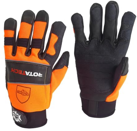 Rotatech Chainsaw Safety Gloves – Premium Quality – Class 1 - S to L (Size 10 / Large) | EN ISO 11393-4:2019 Certified | Type 2 Protection for Both Left & Right Hands | Professional Forestry Safety Gloves