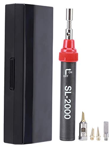 Butane Soldering Kit, Aluminum Alloy Gas Soldering Kit 5‑in‑1 Pure Butane Soldering Iron Multiple Tips Tool Set Sl‑2000K 11ML for Soldering and Repairing