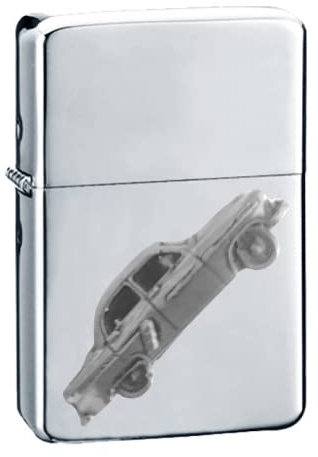 RefA5 US Customline 1950er Jahre 3D Zinn-Effekt Auto Design auf einem Klappdeckel Benzinfeuerzeug winddicht Silber nachfüllbar …