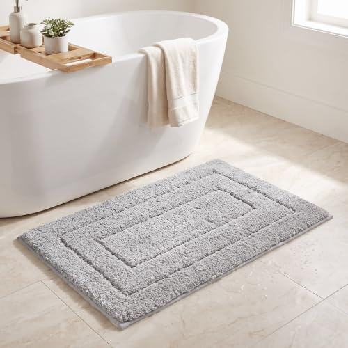 GRANNY SAYS Badezimmerteppich, Badematte rutschfest, Super Weicher Badteppich rutschfest Waschbar Absorbierend, Badvorleger für WC Teppich, Badezimmer, Dusche und Toilette - Grau, 60 × 90 cm