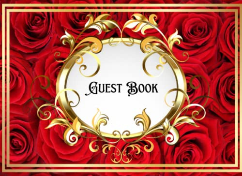 Wedding Guest Book Red Roses: Elegant and Formal Gift Idea for Visitors to Sign In on Reception
