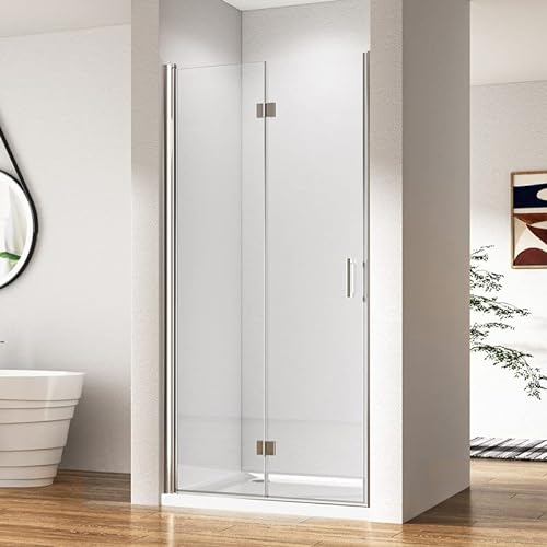 Duschkabine in Nische 70 x 195 cm Falttür Duschabtrennung, Nischentür Faltbar Glas Duschtür Dusche 6mm ESG Sicherheitsglas Easy Clean beschichtung, Faltbare Duschwand Drehfalttür Höhe 195cm