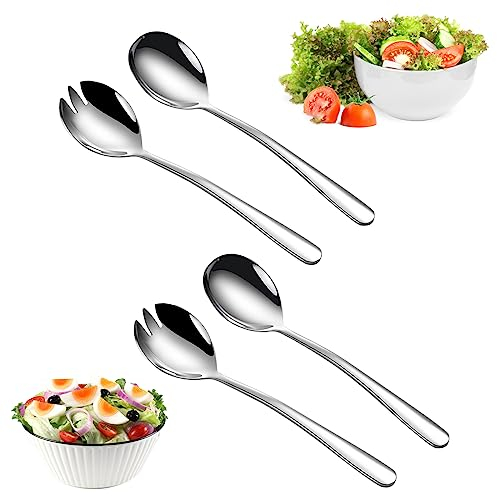 4 Pezzi Kit de Posate da Insalata, Posate per Insalata Set, Posate Insalata, Cucchiaio per Insalata, forchetta per Insalata,Posate per Insalata in Acciaio Inossidabile, Cucina, Posate e Utensili