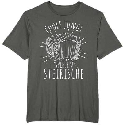 Coole Jungs Spielen Steirische Volksmusik Akkordeon T-Shirt