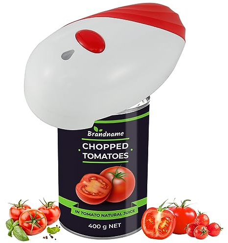 Abrelatas eléctricas, abridor de frascos, abridor eléctrico con función de arranque y parada, bordes lisos, ergonómico, abridor eléctrico para personas con artritis, ancianos (rojo)