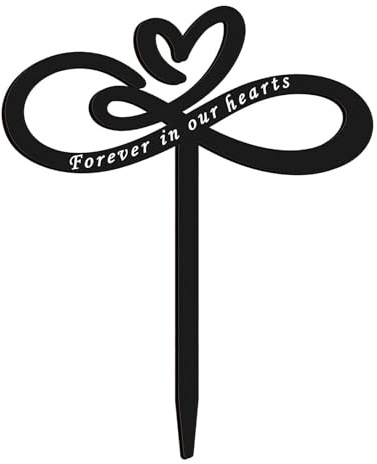 Pesoncarl Grave Decorations For Cemetery, Memorial Grave Markers Metal Garden Stakes Decorative Sympathy Grave Plaque Stake Cemetery Decorations-Forever in Our Hearts