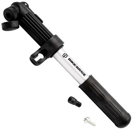 Mini Fahrradpumpe mit Doppelhub für alle Ventile (AV, SV, DV) | Kleine Fahrrad Luftpumpe für Rennrad, E-Bike, MTB und Co | Tragbare Handpumpe Perry Portable by BIKE BROZ