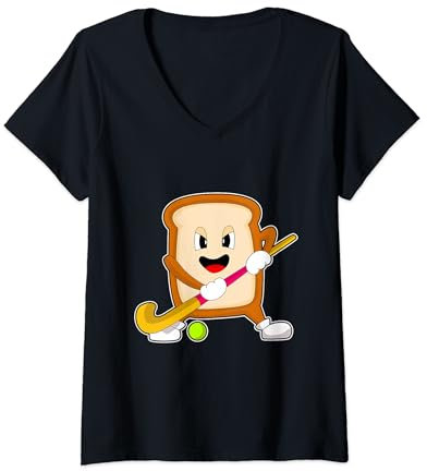 Damen Brot Feldhockey Feldhockeyschläger Sport T-Shirt mit V-Ausschnitt
