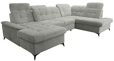 Robin Inspire Ecksofa Mit Schlaffunktion 2 Bettkasten U Form Sofa Eckcouch Schlafcouch Freistehend Verstellbare Sitztiefe Rückenhöhe Neo 343 x 210 x 90 cm Rechts Grau