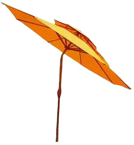 WYRMB Parasol de jardin à long manche, tête secouable, colonne en fer, avec base de réservoir, 9 pieds, 8 nervures, manivelle ouverte, base remplissable
